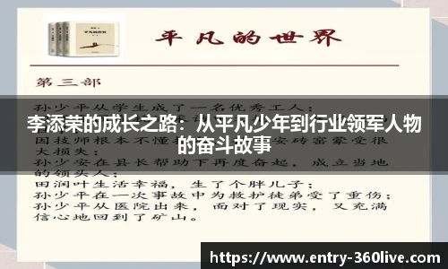 李添荣的成长之路：从平凡少年到行业领军人物的奋斗故事